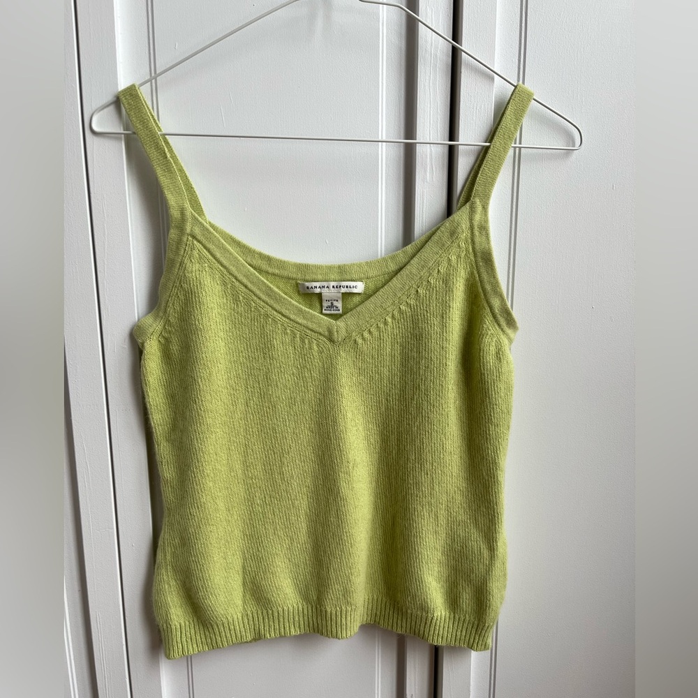 The most perfect green cotton and angora knit cami